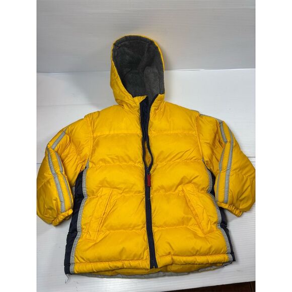 I Madison Kids Yellow Hooded Puffer Jacket with Fleece Lining - Picture 1 of 11